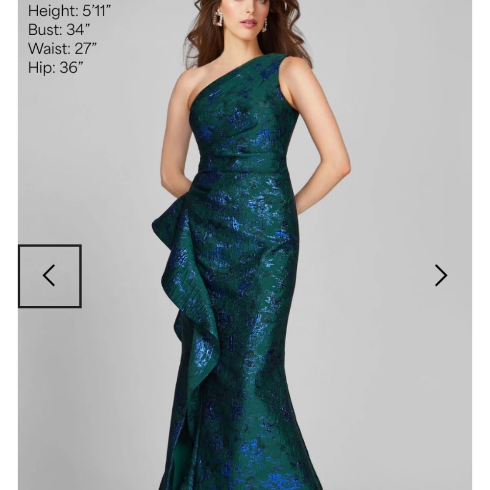 Teri Jon for Ricki Freeman one shoulder jacquard gown